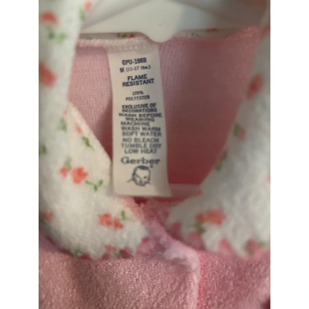 Gerber Baby Girls Pink Floral Long Sleeve Footie Pajamas‎ Sleepers Size M 17 lbs